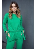 Smooth women\'s tracksuit with an asymmetric sweatshirt, green FI731 - Online store - Boutique